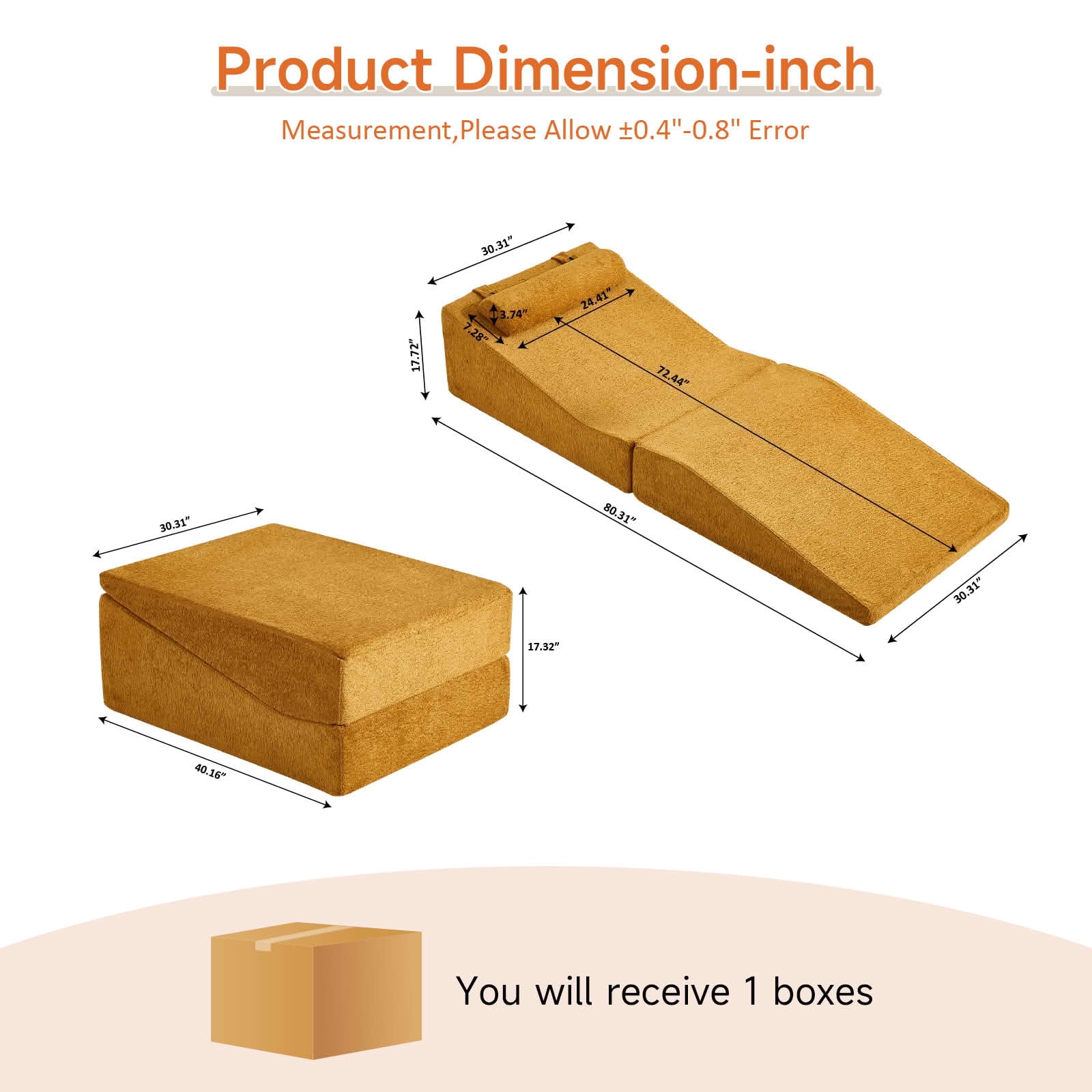MAYEERTY High-Density Sponge Foldable Tatami Sofa Bed Multi-Use Lounge Chair No Assembly