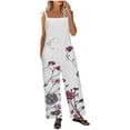 thumbnail image 7 of Taylonsss Clearance Women's Printed Summer Sleeveless Backless Casual Backpack Pants Jumpsuit Pants, 7 of 7