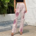 thumbnail image 4 of Pink Floral Seamless Pattern Design High Waisted Casual Flared Trousers Summer Home Pants Gift Street Fashion Night Club Big Size Trousers, 4 of 5