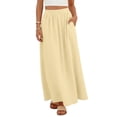 thumbnail image 6 of Tmtolofot Hollow Out Skirts for Women High Waisted Ruched Maxi Skirt Tummy Control Casual Long Skirts Fashion Trendy Outfits Spring Summer Beach Vacation Cover Ups Sun Dress|Yellow|XL, 6 of 8
