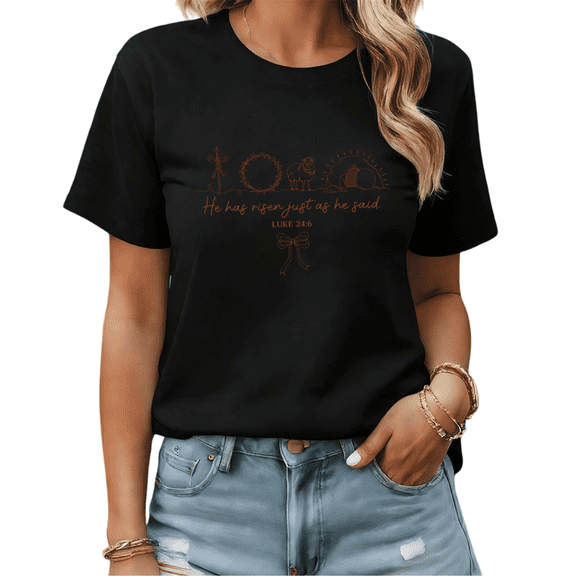 Black Christian Easter Cross Crown Of Thorns Lamb Print T-Shirt Graphic Tees Shirts Easter Gift S-5XL Tops
