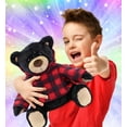 thumbnail image 2 of DolliBu Plush Black Bear and Moose with Red Plaid Hoodie - Soft Huggable Adorable Playtime Zoo Plush with Clothes, Cute Wildlife Cuddle Gift Super Soft Plush Doll Toy For Kids and Adults - Set of 2, 2 of 7