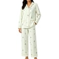 thumbnail image 2 of Lumistal Pajama for Women Sets Long Sleeve Button Down Shirt and Capri Pant Cute Patterned Fall Comfy Soft 2 Piece Pajamas Set With Pockets Lounge Sets for Women XXL, 2 of 4
