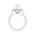 thumbnail image 2 of ANGARA South Sea Cultured Pearl Halo Ring with Milgrain in 14K White Gold for Women | June Birthstone, Birthday, Anniversary, Jewelry Gift for Women | Pearl Ring, 2 of 8