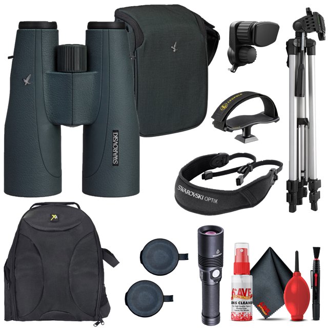 Swarovski SLC 15X56 Binoculars + 6FT Tripod + Padded Backpack + Binocular Tripod Adapter + Flashlight + Cleaning Kit