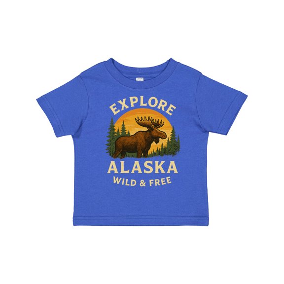 Inktastic Explore Alaska Wild & Free Moose Nature Boys or Girls Toddler T-Shirt