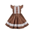 thumbnail image 1 of Girls Dress Vintage Brown Floral Trim Embroidery Candy Canes Flutter 7 Years, 1 of 6