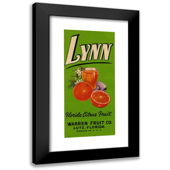 Anonymous 8x14 Black Modern Framed Museum Art Print Titled - Lynn Florida Citrus Fruit Label (1930-1950)