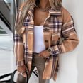 thumbnail image 2 of IROINNID Women's Shacket Jacket Long Sleeve Plaid Turndown Lapel Outwear, Loose Autumn and Winter Plaid Lapel Woolen Cloth Jacket Trench Jacket Long Over Outwear, 2 of 9