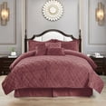 thumbnail image 2 of Home Soft Things 7 Piece Ogee Faux Fur Embroidery Bedspread Set - Dusty Cedar - Queen (90" x 90"), 2 of 8