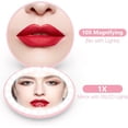 thumbnail image 3 of Wattne LED Lighted Compact Makeup Mirror, Rechargeable Travel Magnifying Mirror, Handheld Purse Mirror, 1X/ 10X Magnification, Folding Travel Mirror with Light, 3.5” Round,Portable,Pink, Sweet Gift, 3 of 7