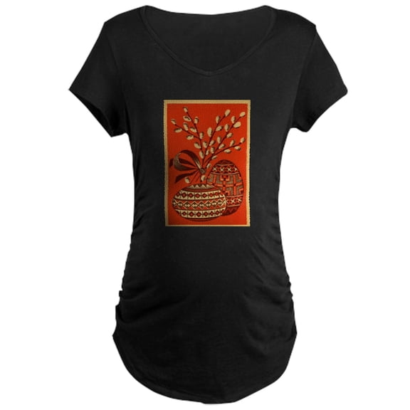 CafePress - Vintage Russian Easter Card Maternity T Shirt - Maternity Dark T-Shirt