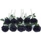 thumbnail image 1 of Ramo de flores de seda de rosas artificiales, arreglos de boda para el hogar, oficina, negro (10 piezas), 1 of 5