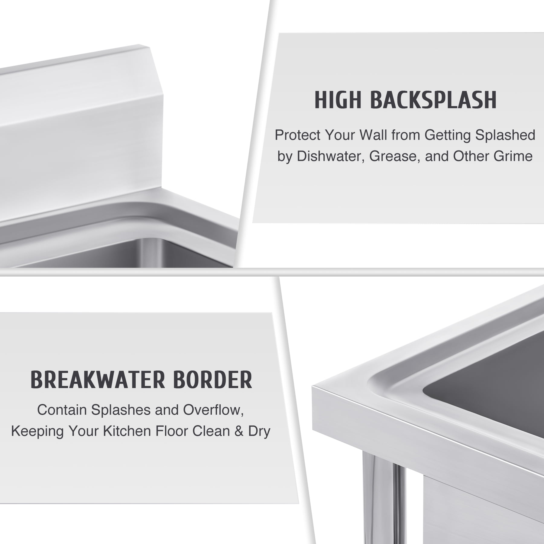Wilprep Utility Sink w Prep Station Stainless Steel Kitchen Sink for Restaurant Home &c