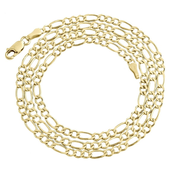 Genuine 14K Yellow Gold 2.85mm Solid Plain Figaro Link Chain Necklace 16 Inch