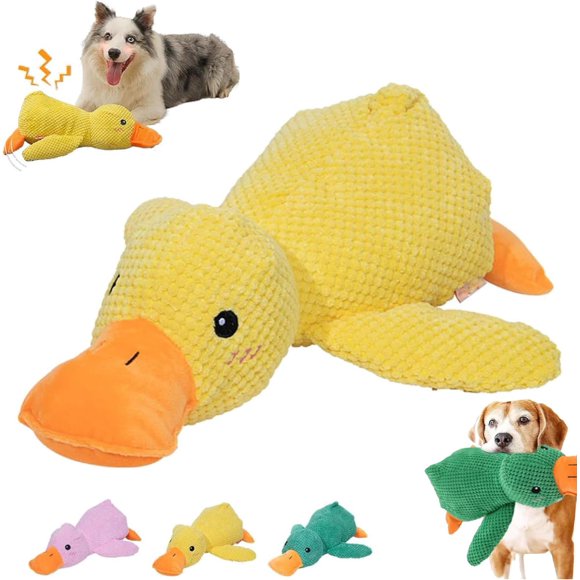 HAHDAXIA The Mellow Dog Calming Duck, Zentric Quack - Quack Duck Dog Toy, Cute No Stuffing Duck with Soft Squeaker, Dog Stuffed Animals Chew Toy, Durable Squeaky Dog Toys for Indoor Puppy (Ye