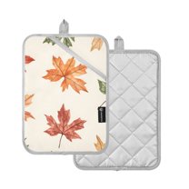 Yayeee Pot Holders Kitchen Heat Resistant with Pocket 7"x9.8" Cotton Oven Cooking Hot Pads, Brown Autumn Leaves
