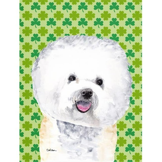 15 x 15 Po. Bichon Frise Drapeau de Jardin Portrait Trèfle de la Saint-Patrick