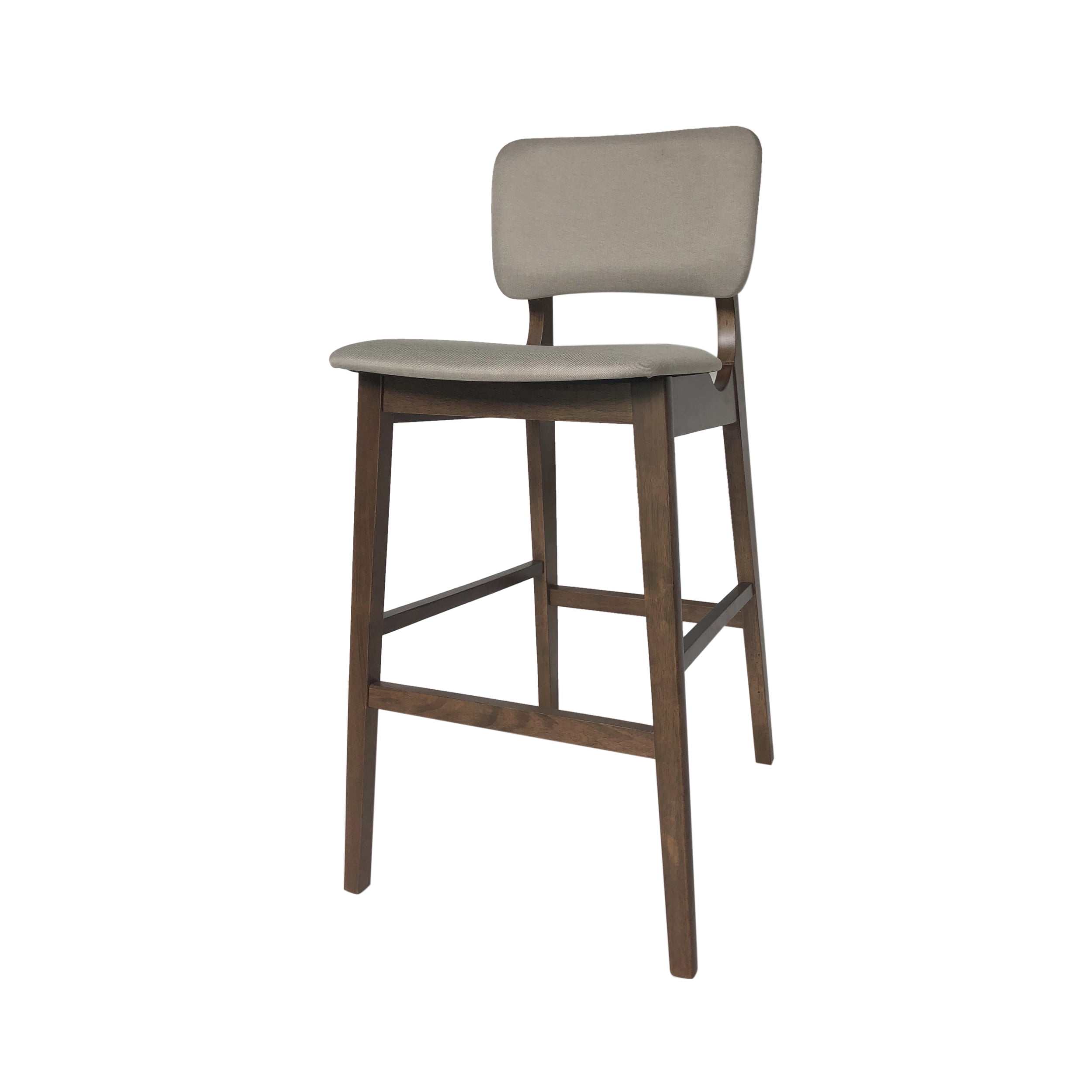 Noble House Rayan Mid Century Modern Fabric and Rubberwood Barstools, Set of 2, Beige