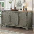 thumbnail image 4 of Amposei Modern Vintage Sideboard Cabinet 60-Inch Credenza 3-Door Console Storage Cabinet Entryway Cabinet with Adjustable Shelves for Living Dining Room Hallway, Gray, 4 of 6