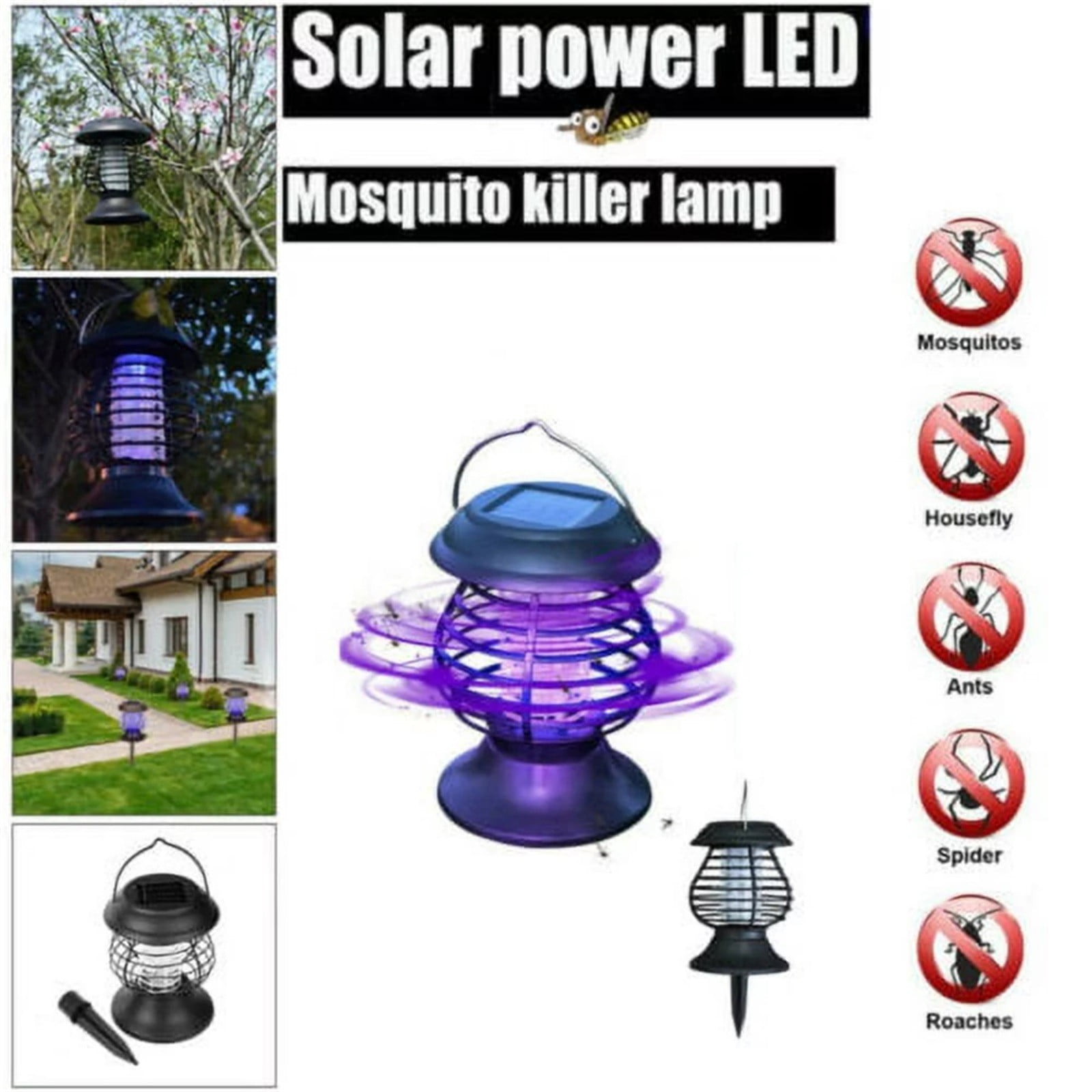 Solar Powered Mosquito Killers Light Insects Killing Hanging Lamp Garden Outdoor Solar Bug Light