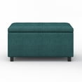 thumbnail image 4 of Cosmopolitan 34 inch Wide Storage Ottoman in Teal Polyester Fabric, 4 of 6
