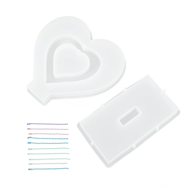 KAKOWELY 1 juego de moldes de silicona con forma de corazón hueco para marco de fotos, molde de silicona para resina epoxi.