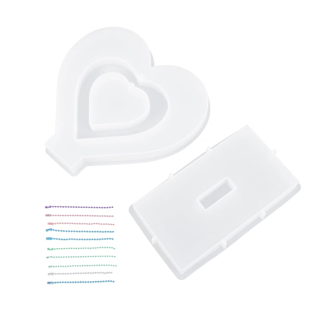 KAKOWELY 1 juego de moldes de silicona con forma de corazón hueco para marco de fotos, molde de silicona para resina epoxi.