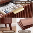 thumbnail image 5 of 5 Drawers Dresser for Bedroom, 47.2" Tall Dressers with Curved Profile Design, Fluted Wood Drawers with Gold Handle, Modern Chest of Dressers with Thickened Design for Living Room, Walnut, 5 of 8
