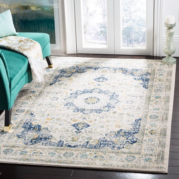 Safavieh Evoke Teale Bordered Area Rug, Ivory/Blue, 3' x 3' Square