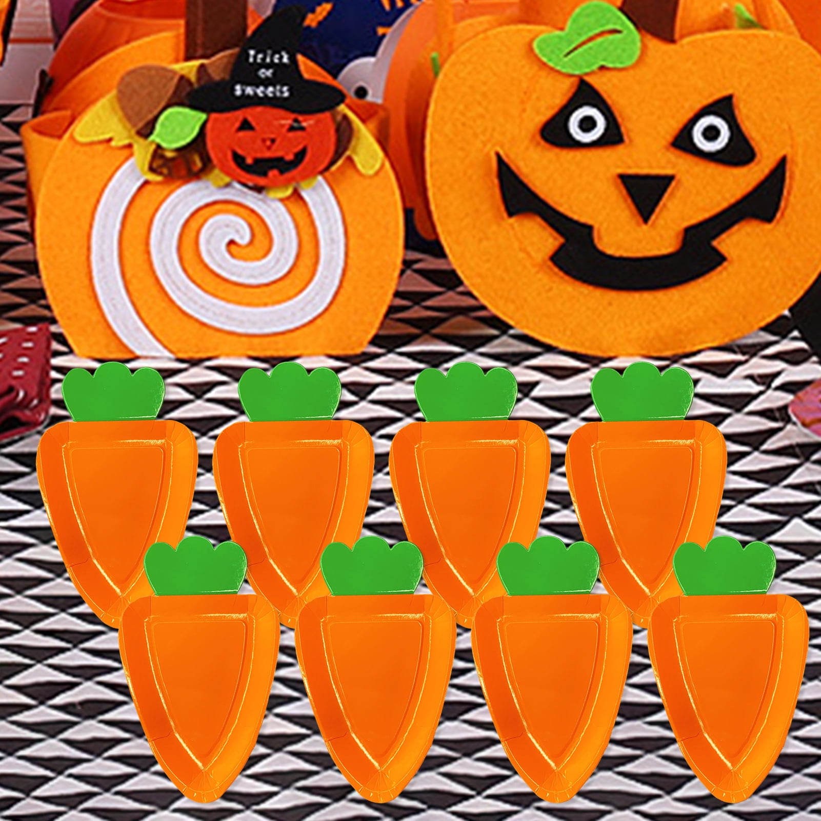 Zruodwans 8Pcs Easter Paper Plates Carrot Shape Disposable Plates