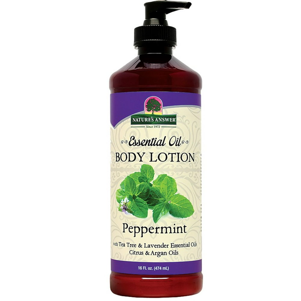 Essential Oil Body Lotion Peppermint Nature's Answer 16 oz Liquid