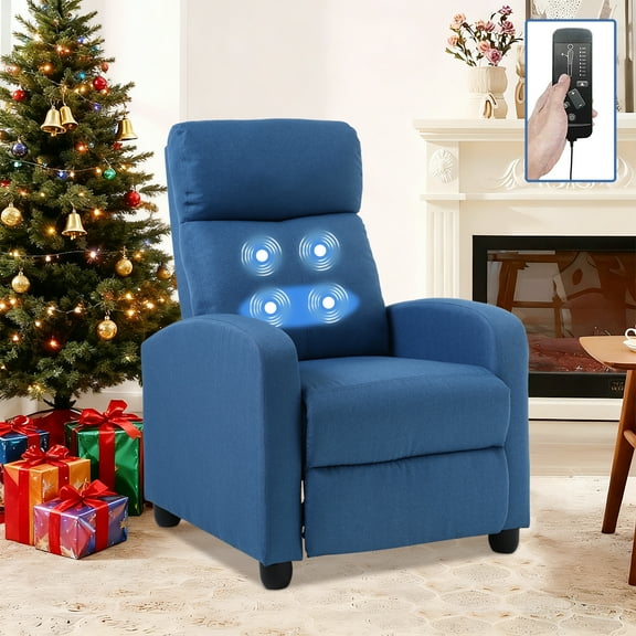 Massage Recliner Chair for Adults,  Adjustable Reclining Chair Home Theater Seating with Extended Footrest, Modern Single Sofa for Living Room,Bedroom (Blue)