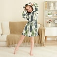 thumbnail image 3 of FORMRS Niños Bathrobe Unisex Hooded Robe Soft Plush Pajamas Sleepwear, Size 10-12T, Navy Flower, 3 of 7