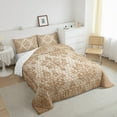 thumbnail image 3 of Erosebridal Baroque Gothic Print Comforter Sets King Size,Brown Boho Floral Comforters & Duvets,Modern Geometric Honeycomb Bedding King Comforter Set,Super Cozy Room Decorative Reversible,3-Piece, 3 of 7