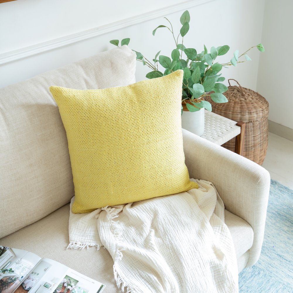 Harlow Hill Hand-stitched Yellow Solid All-Natural Cotton Pillow Cover