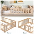 thumbnail image 4 of Twin Size Floor Bed, Solid Pine Wood Platform Bed Frame with Fence Guardrails & Slats System, Multifunctional Floor Playpen Bed, Natural, 4 of 8