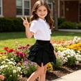 thumbnail image 3 of dazeni Girls Cute Bow Skirts School Uniforms Skirts High Waiste Pleated Skirts Casual A Line Tiered Elastic Waisted Skirts Black Size 2 Years, 3 of 9