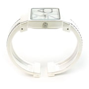 Silver Square Dial with Oversized Hours, Stitch Style Bangle Cuff Watch for Women