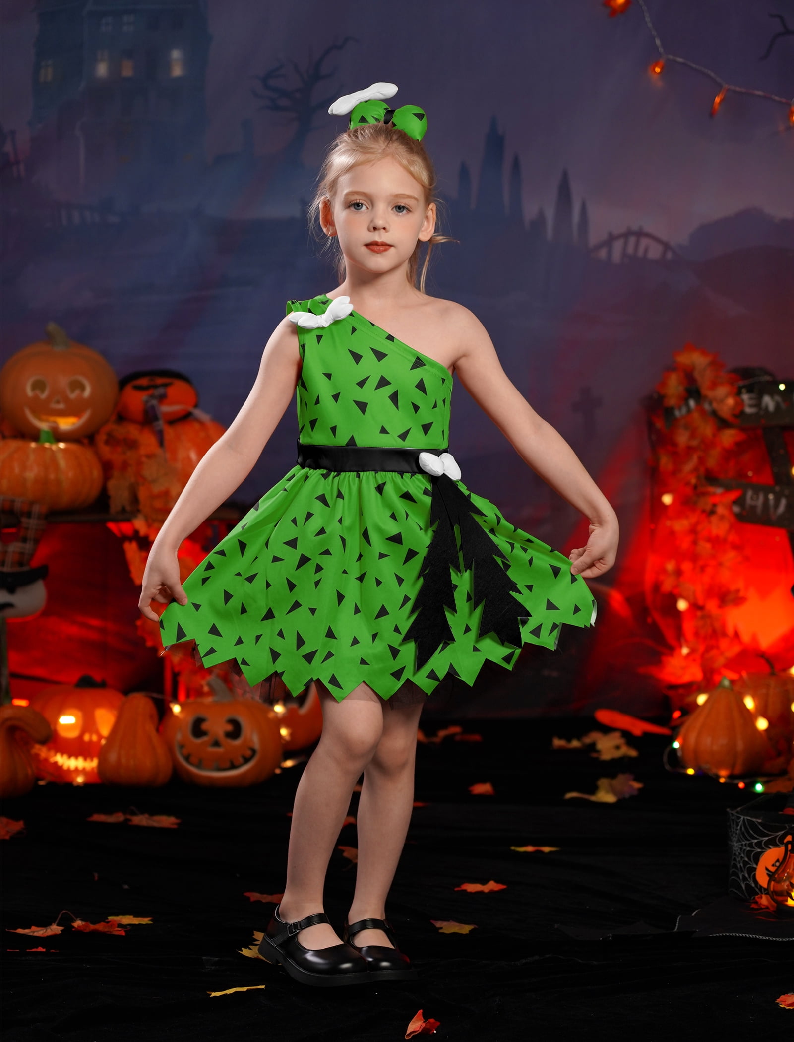 Costume Cavernicolo Flintstones Per Bambina - Tutu Con Osso E Fascia, Per Halloween E Carnevale - Foto 10