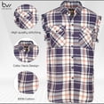 thumbnail image 3 of BIKER WEAR USA Plaid Flannel Casual Shirt– 100% Cotton Sleeveless Shirts for Men, 3 of 7