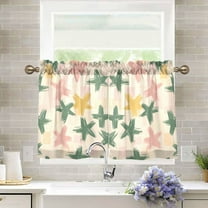 Yayeee Kitchen Curtains Light Filtering 27"x36" Rod Pocket Short Cafe Window Panel, Pastel Pink Stars