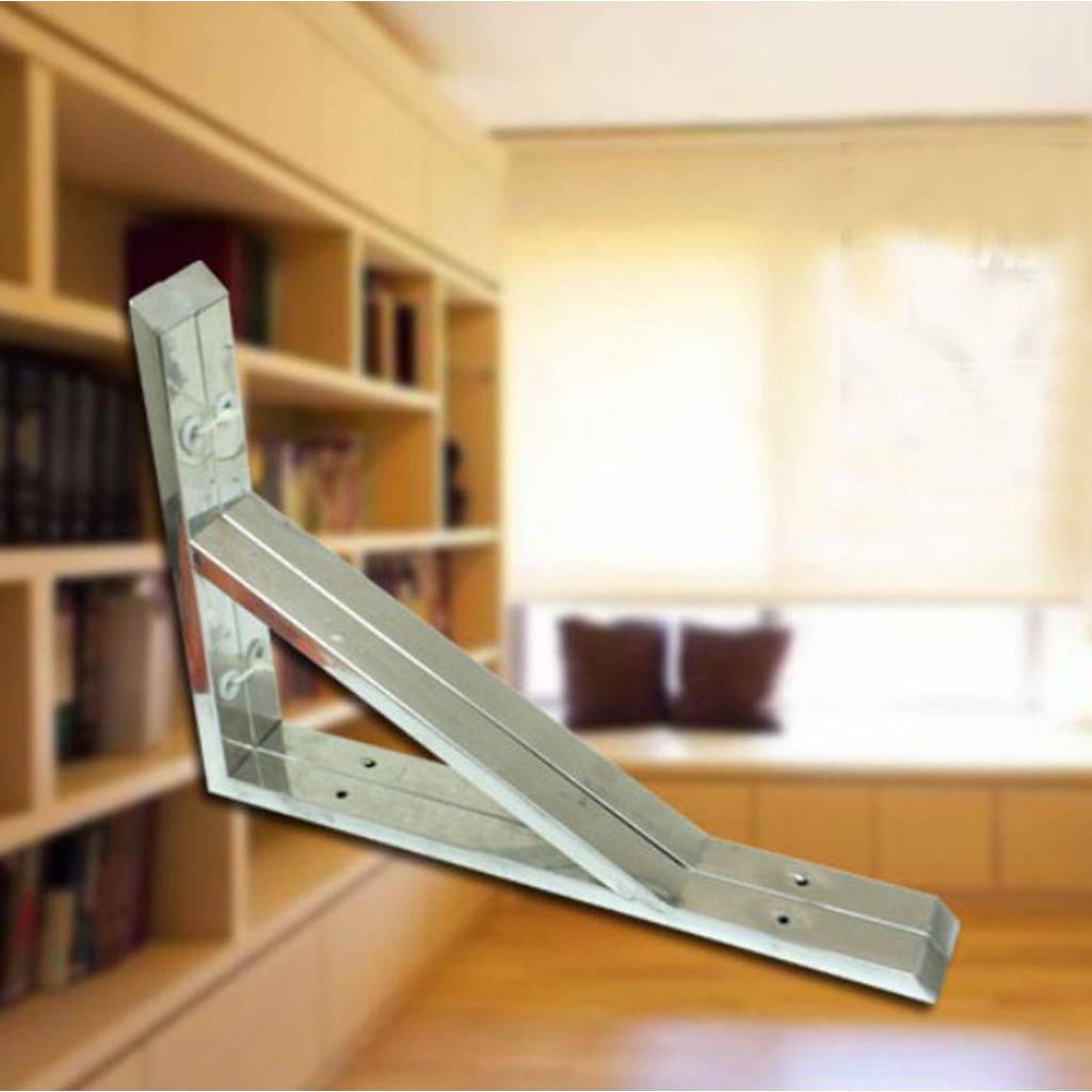 2 Pcs L-Shaped Wall Hanging Shelve Stainless Finishing Folding Shelf Brackets For Bedroom, Bathroom, Living Room, Kitchen 12 inch