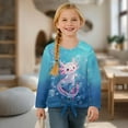 thumbnail image 3 of Garronmavis Cute Axolotl Girls Long Sleeve T-Shirts Size 5-6 Lightweight Tie Hem Front Clothing Tops Fashion Kids Fall Tops Crewneck Basic Tees Warm Basic Soft Long Sleeve Tees Top, 3 of 7