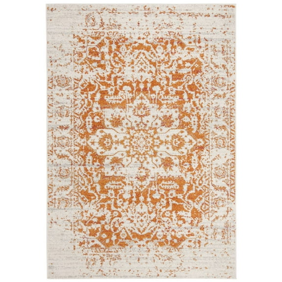 SAFAVIEH Madison Katina Traditional Area Rug, Orange/Ivory, 6'7" x 9'2"