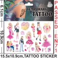 thumbnail image 2 of Pegatina de tatuaje de Barbie impermeable, pegatina de princesa Rosa Original, suministros de fiesta de cumpleaños, decoraciones, regalos para niños y niñas, 1/3/5 hojas（B 5 Sheet, 2 of 5