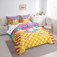 thumbnail image 2 of Castle Fairy Baseball Ice Cream Twin Bedding 7-Piece, Sport Theme Bedding Comforter Set, Yellow Pink Blue, 2 of 7