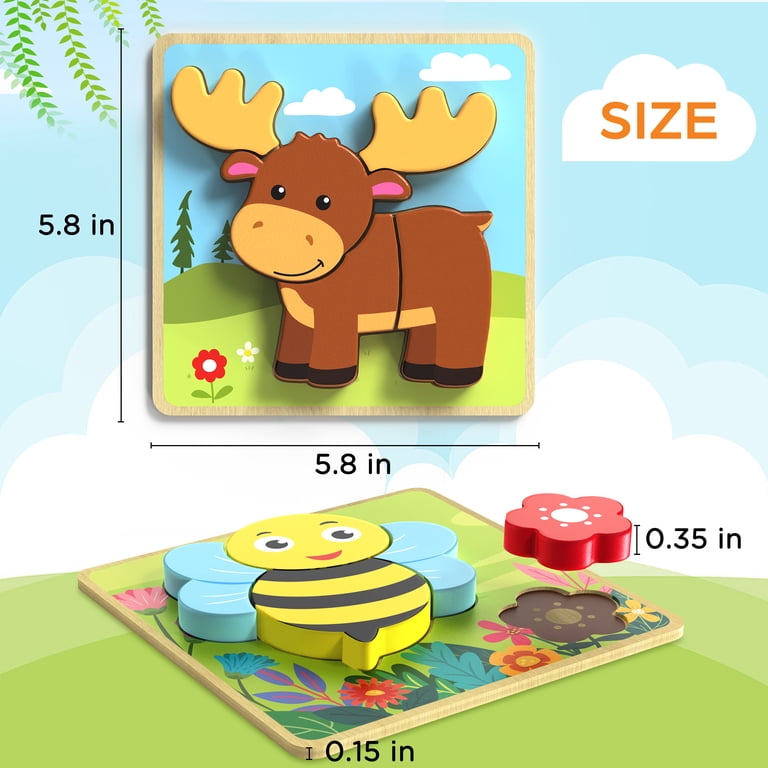 LotFancy Animal Wooden Puzzles, 8-Pack for Toddlers photo 5
