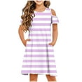 thumbnail image 3 of Ashirexll Summer Dresses for Teens, Girls Dresses Size 10-12, Girls' Short Sleeve Round Neck Dress Striped A-Line Dresses with Pockets, 3 of 7