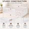 thumbnail image 5 of SESSLIFE Twin Montessori Floor Bed Frame with High Rails, Wood Twin Floor Bed with Slats, Low Profile Kids Bed Frame for Boys Girls, No Box Spring Needed, White, 5 of 8